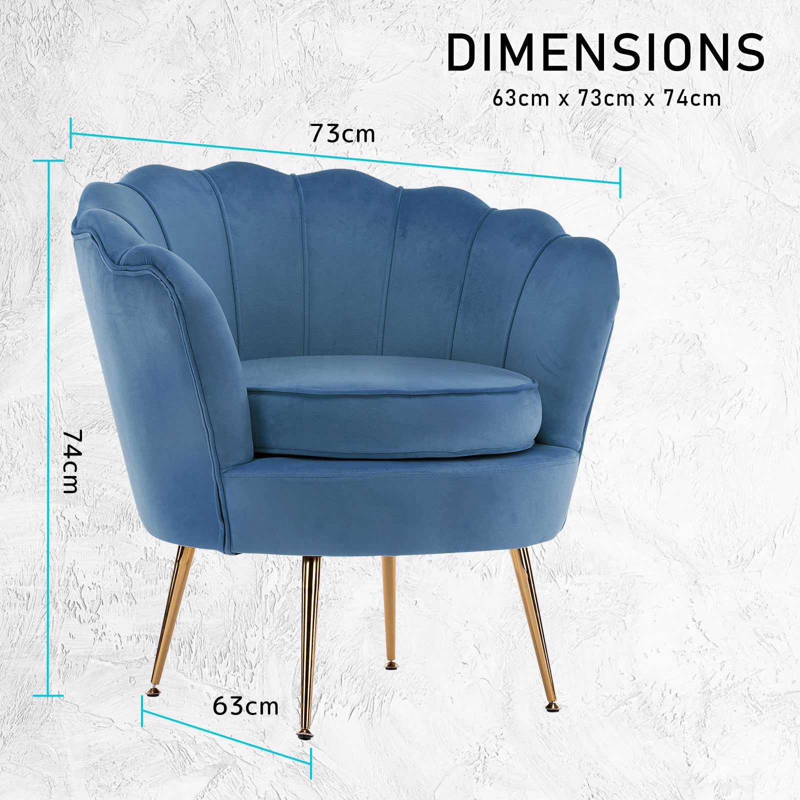 Shell Scallop Navy Blue Armchair Accent Chair Velvet Homecoze