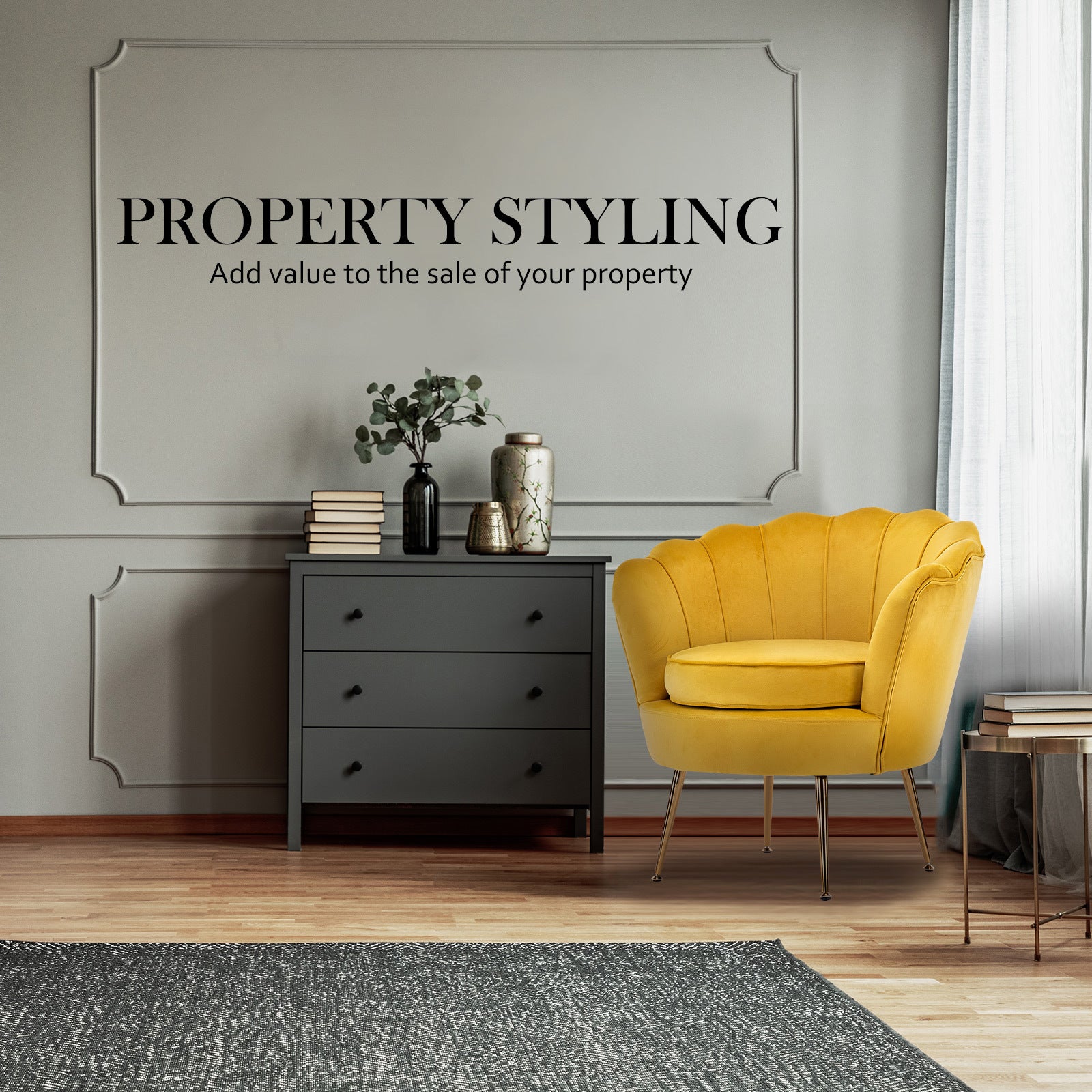 Shell Scallop Yellow Armchair Accent Chair Velvet Homecoze