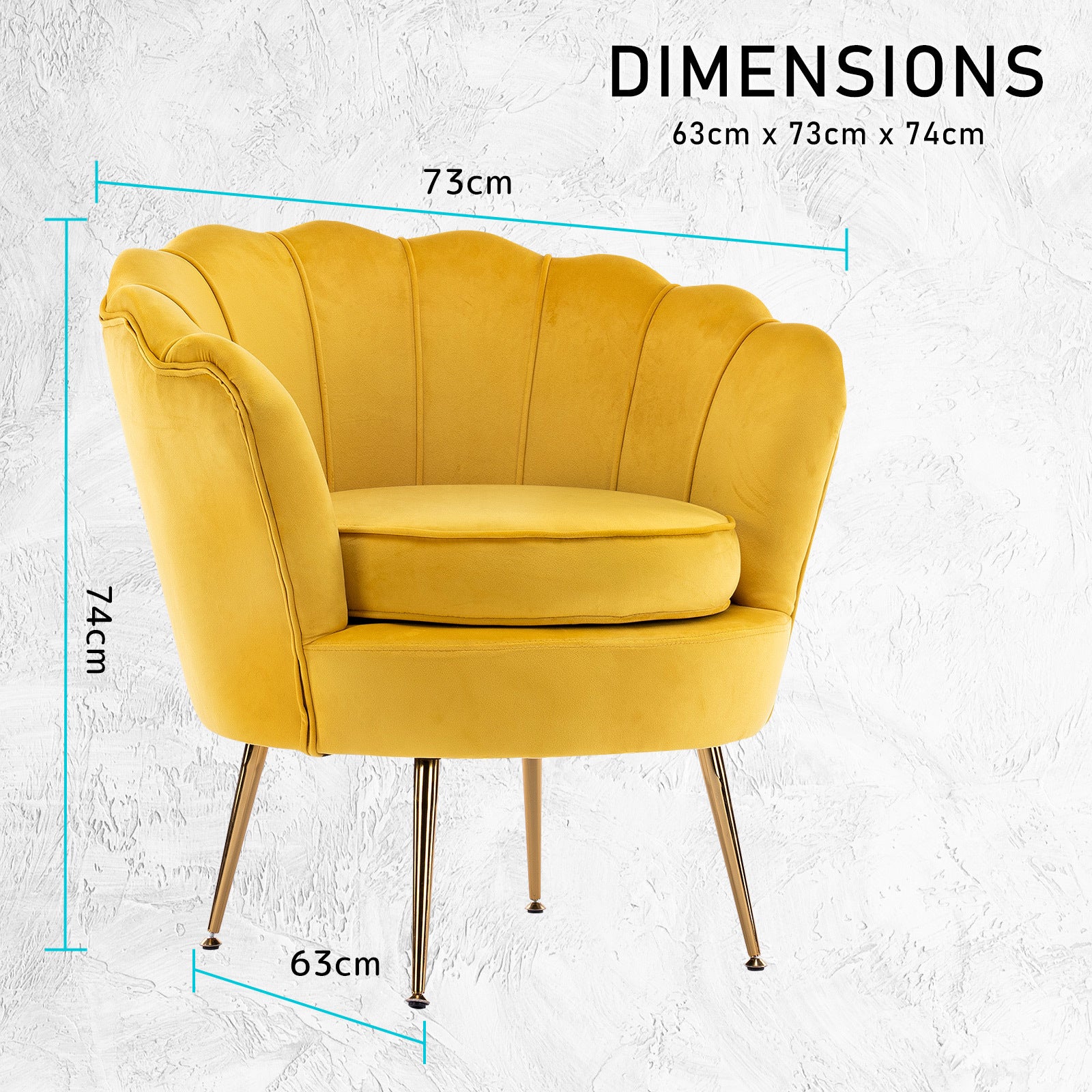 Shell Scallop Yellow Armchair Accent Chair Velvet Homecoze