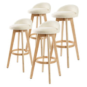 Set of 4 Wooden Bar Stools 72cm Fabric Dining Chairs Kitchen - Beige Homecoze