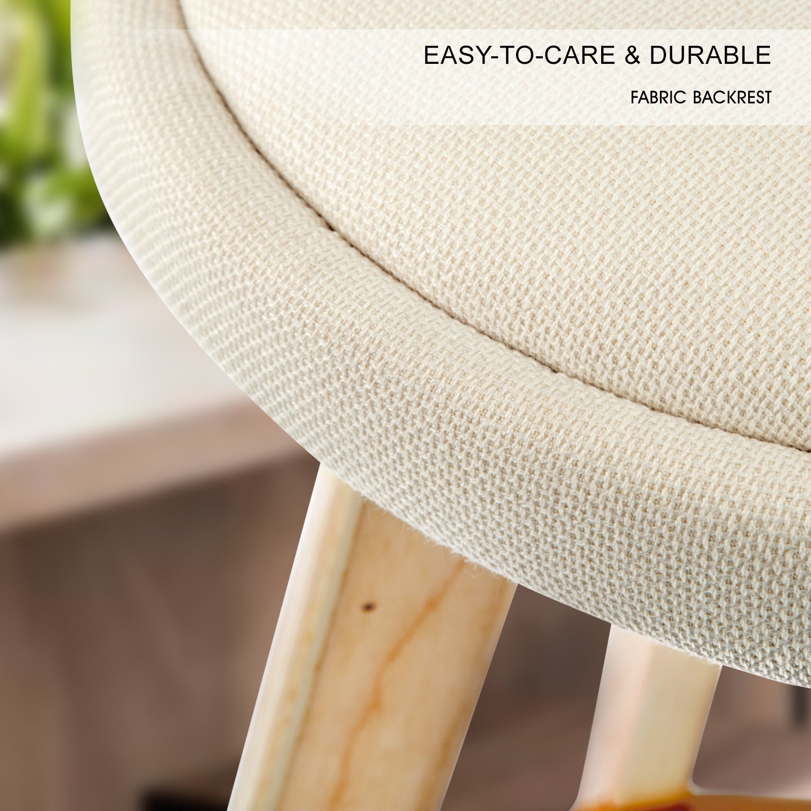Set of 4 Wooden Bar Stools 72cm Fabric Dining Chairs Kitchen - Beige Homecoze
