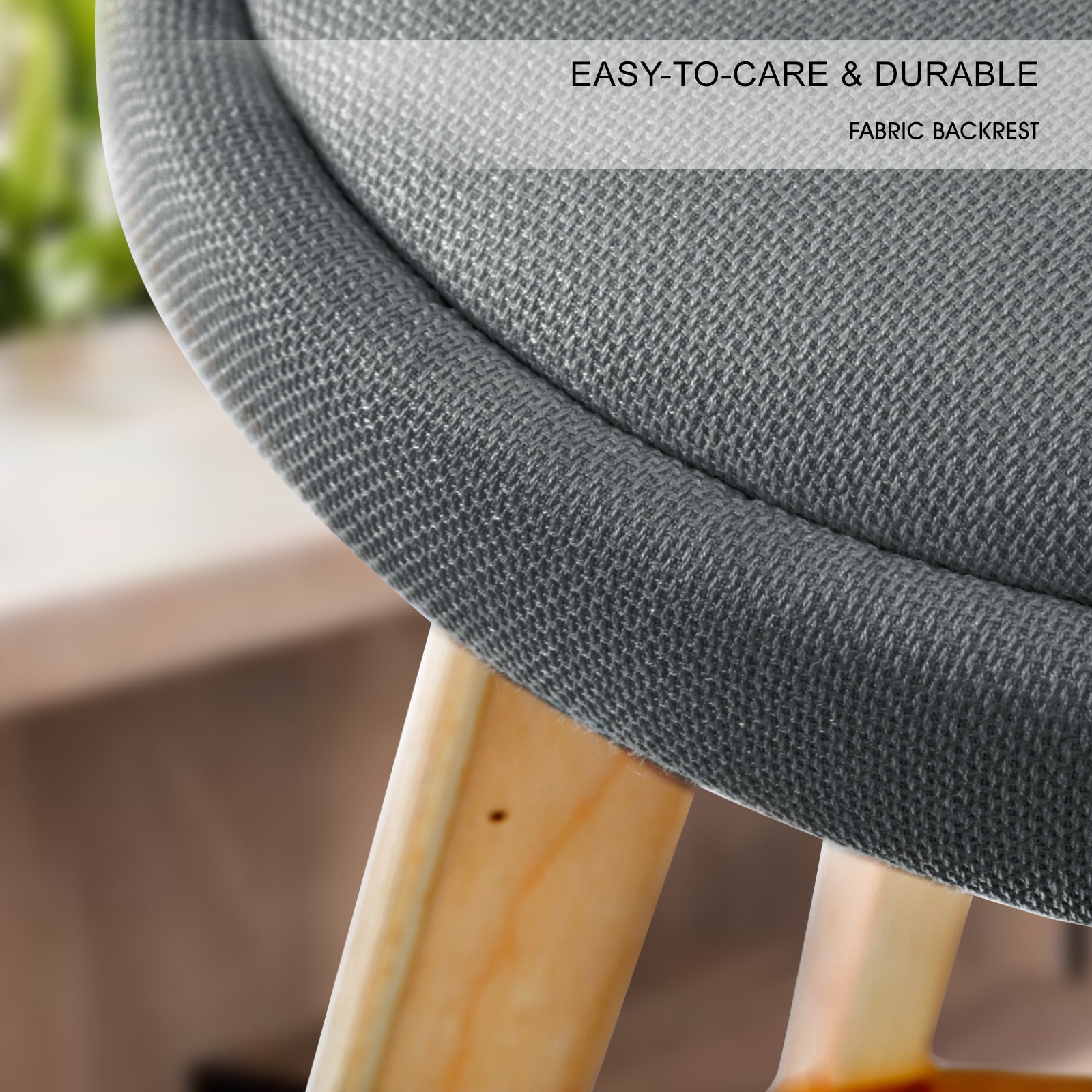 Set of 4 Wooden Bar Stools 72cm Fabric Dining Chairs Kitchen - Grey Homecoze