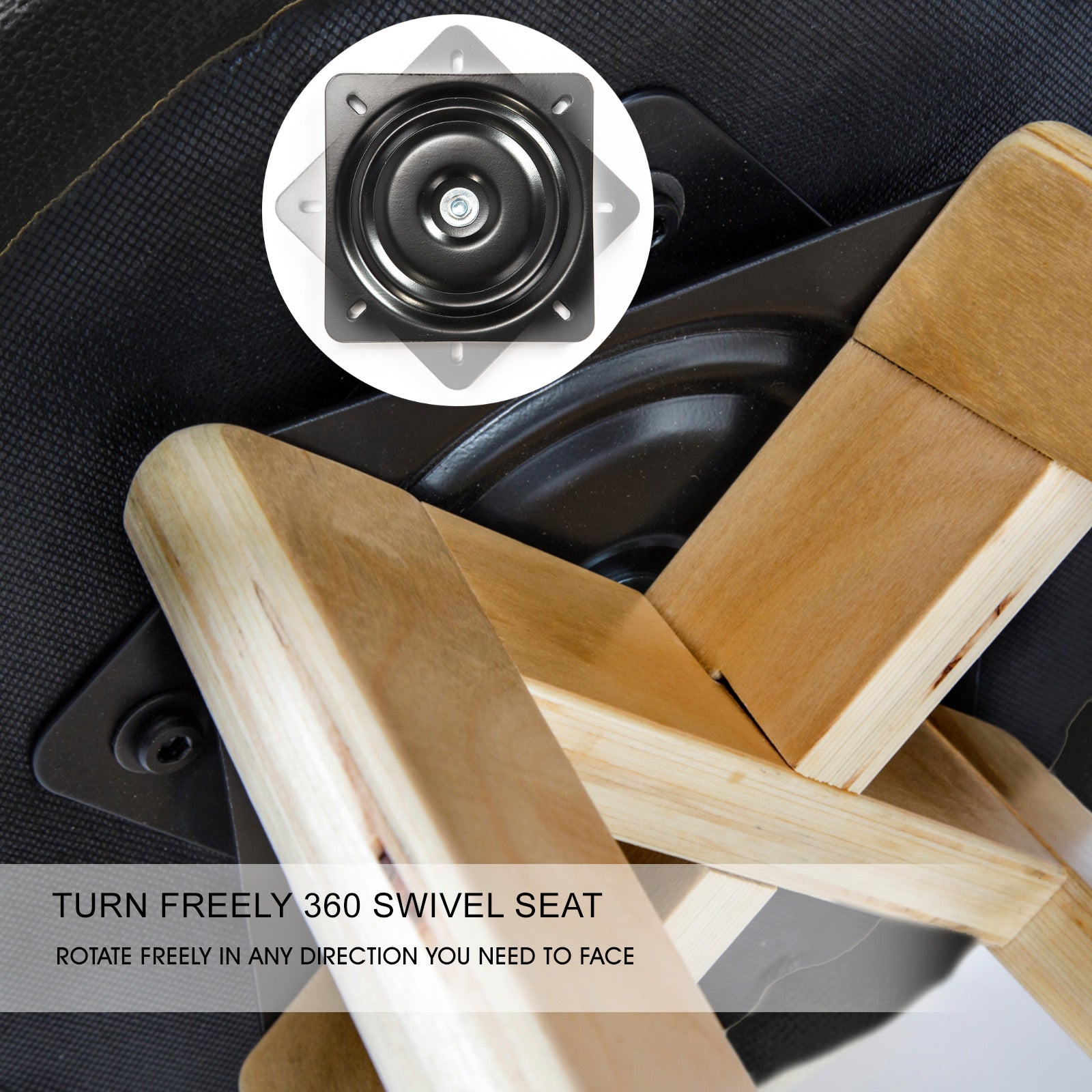 Set of 4 Wooden Bar Stool Leila Swivel PU Leather 72cm - Black Homecoze