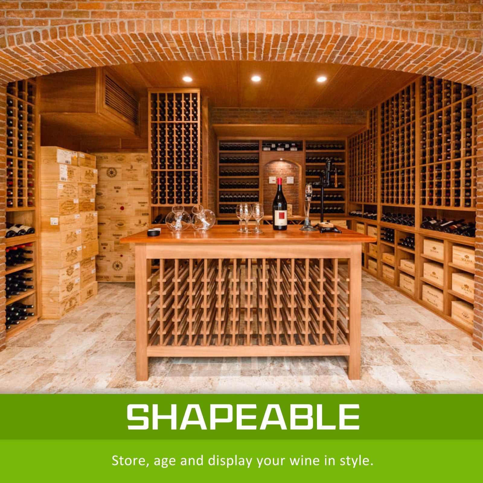 12 Bottle Wine Rack Wooden Wall Storage Cellar Organizer - Natural Homecoze