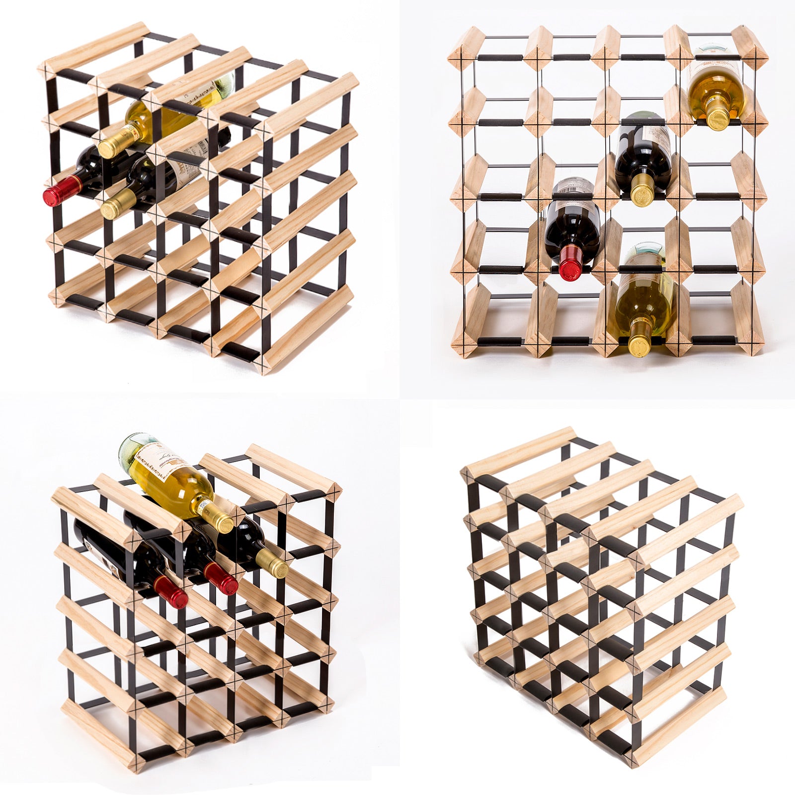 20 Bottle Wine Rack Wooden Wall Storage Cellar Organizer - Natural Homecoze