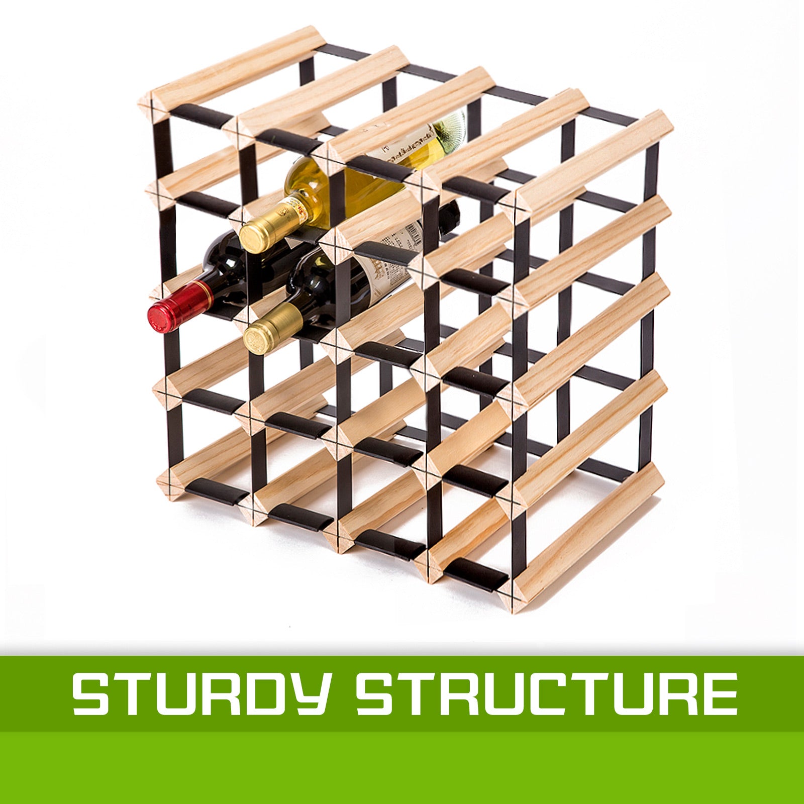 20 Bottle Wine Rack Wooden Wall Storage Cellar Organizer - Natural Homecoze