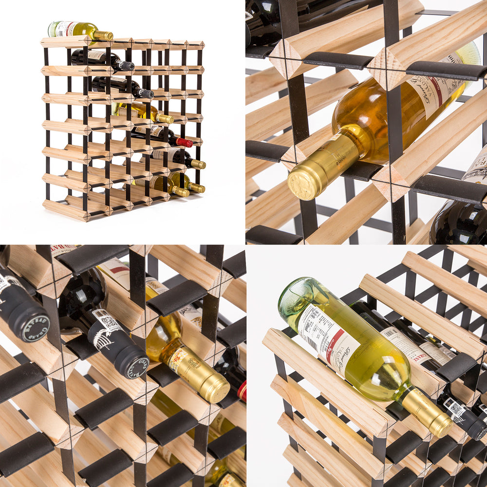42 Bottle Wine Rack Wooden Wall Storage Cellar Organizer - Natural Homecoze