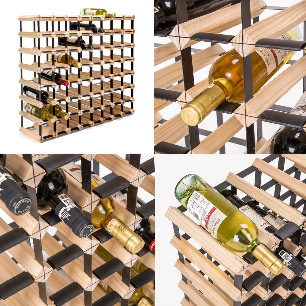 72 Bottle Wine Rack Wooden Wall Storage Cellar Organizer - Natural Homecoze