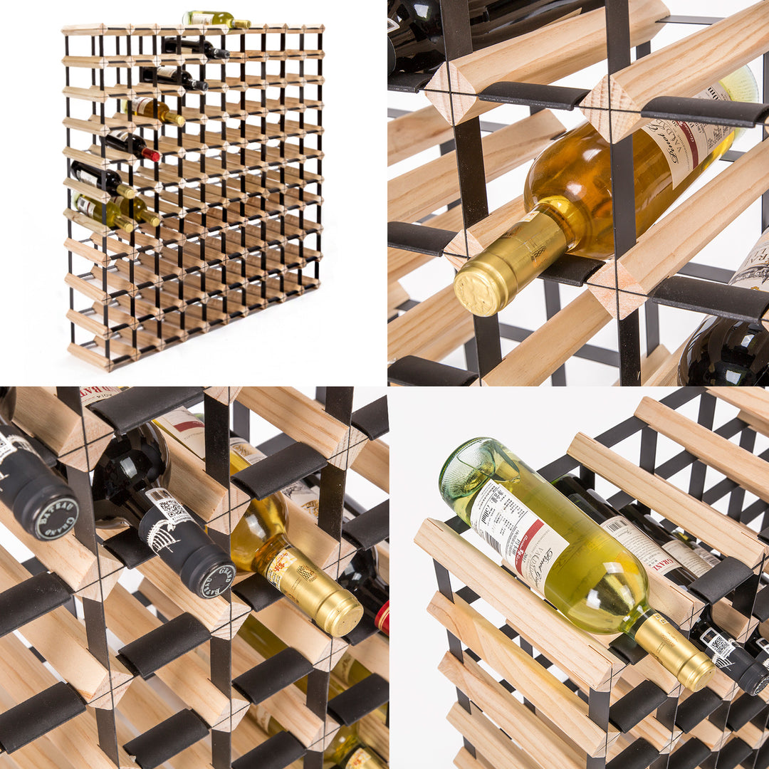 110 Bottle Wine Rack Wooden Wall Storage Cellar Organizer - Natural Homecoze