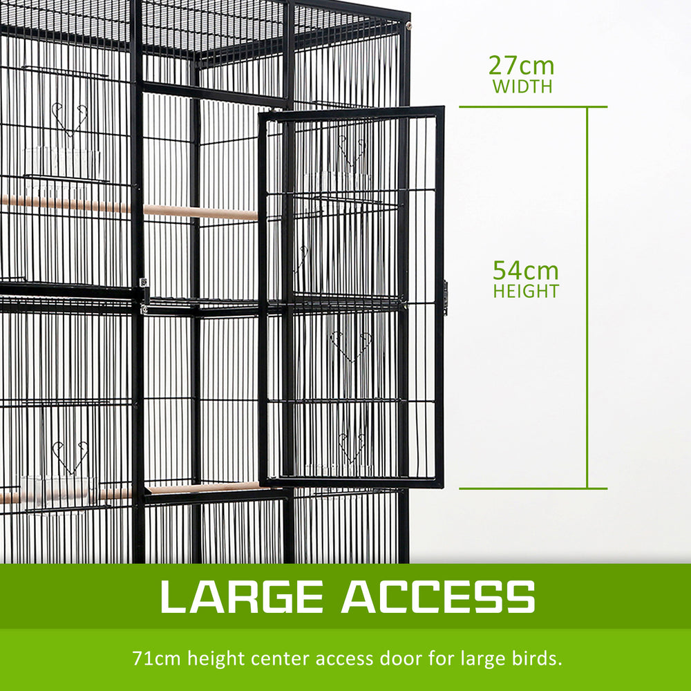 Large Heavy Duty Bird Cage Parrot Aviary with Wheels 137cm Homecoze