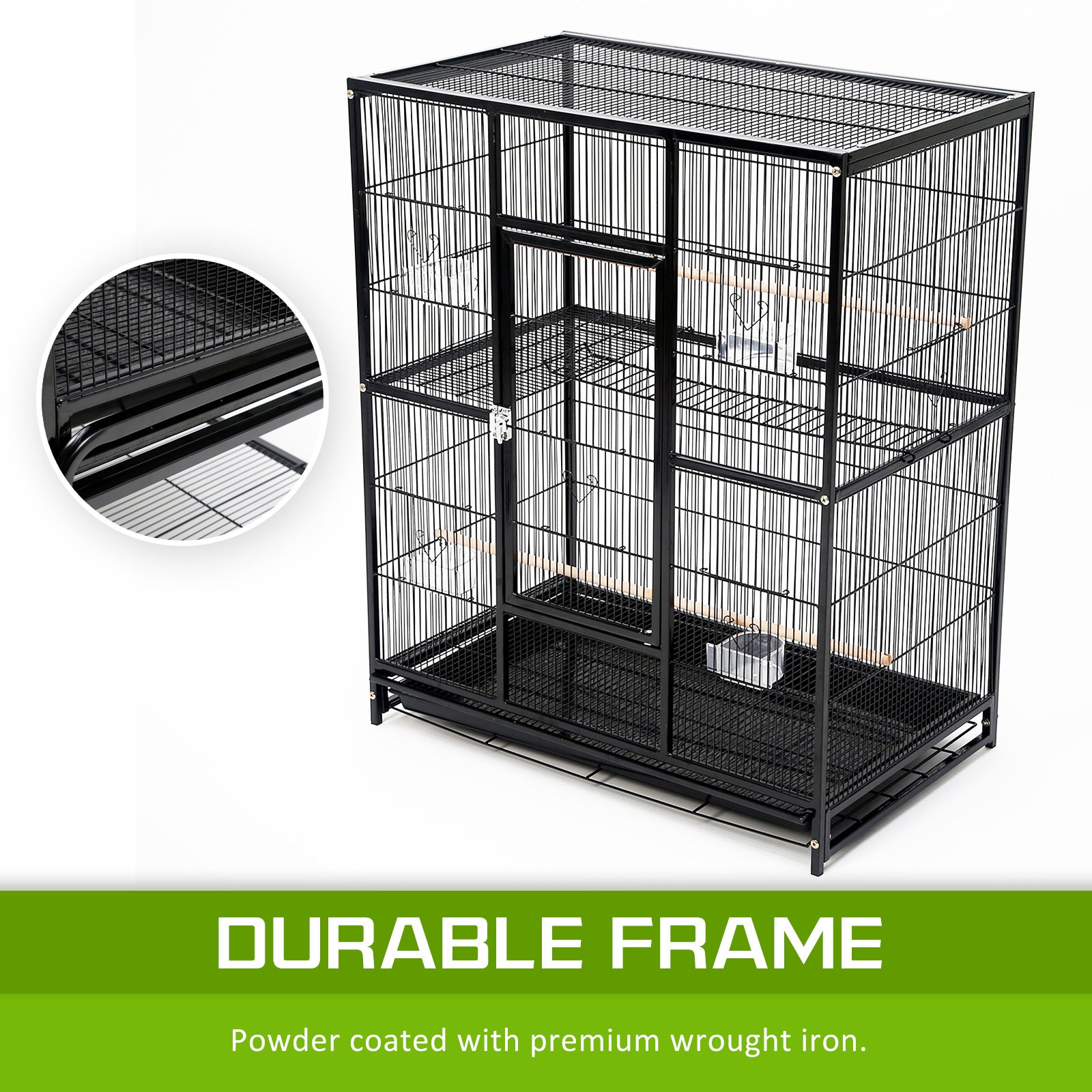 Large Heavy Duty Bird Cage Parrot Aviary with Wheels 137cm Homecoze
