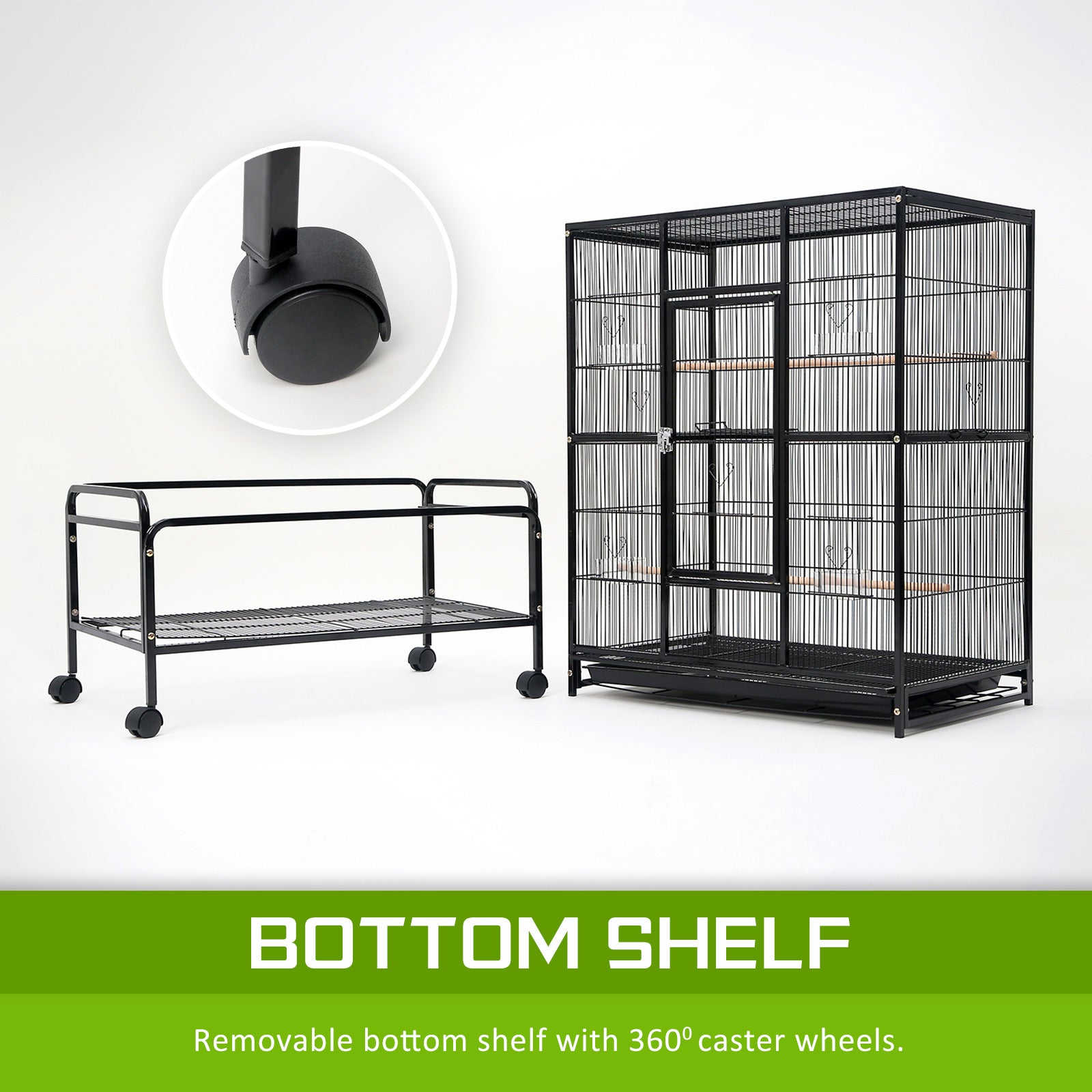 Large Heavy Duty Bird Cage Parrot Aviary with Wheels 137cm Homecoze