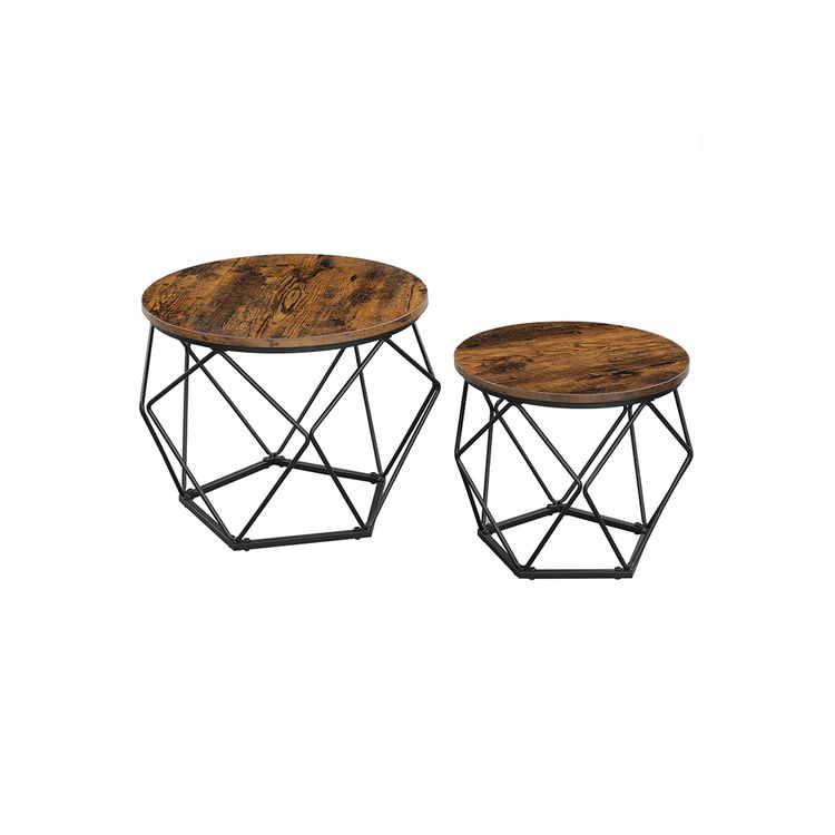 Modern Rustic Series Set of 2 Geometric Frame Coffee Tables Homecoze