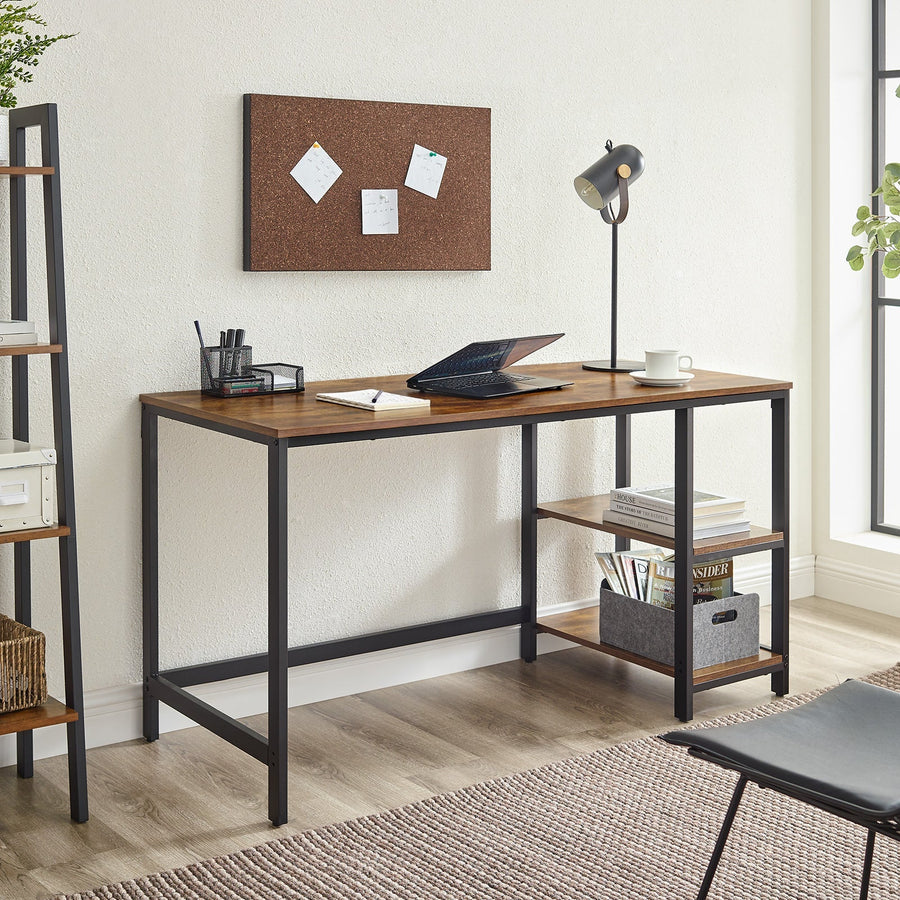 Modern Rustic Series Computer Study Desk with Side Shelf 120cm Homecoze