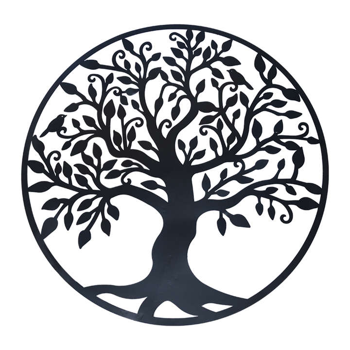 Black Tree of Life Wall Art Hanging Metal Iron Sculpture Garden 60cm Homecoze