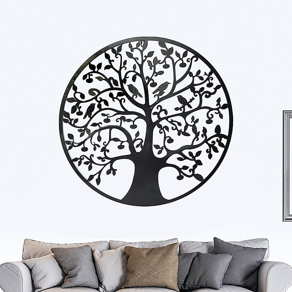 Black Tree of Life Wall Art Hanging Metal Iron Sculpture Garden 60cm Homecoze