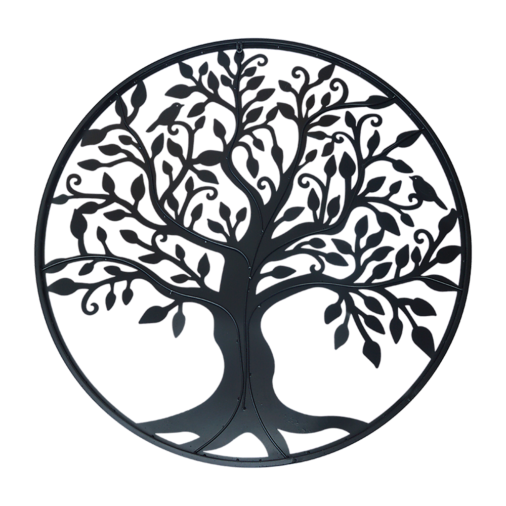 Black Tree of Life Wall Art Hanging Metal Iron Sculpture Garden 60cm Homecoze