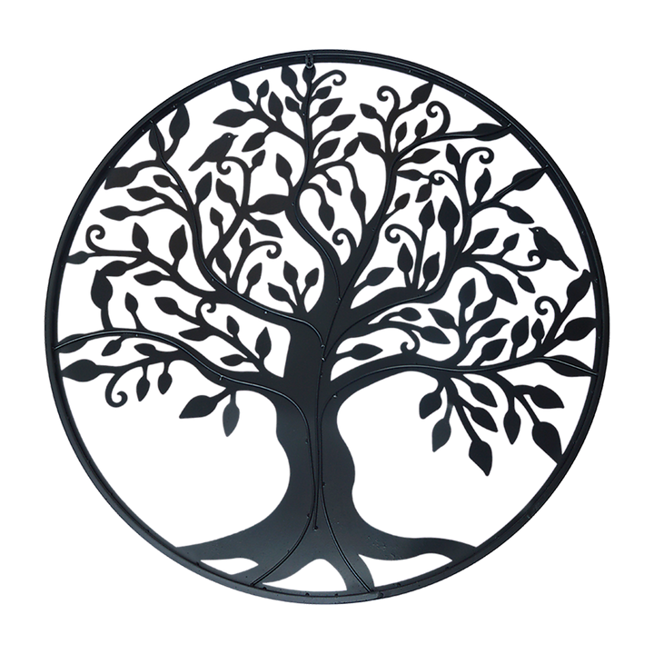 Black Tree of Life Wall Art Hanging Metal Iron Sculpture Garden 60cm Homecoze