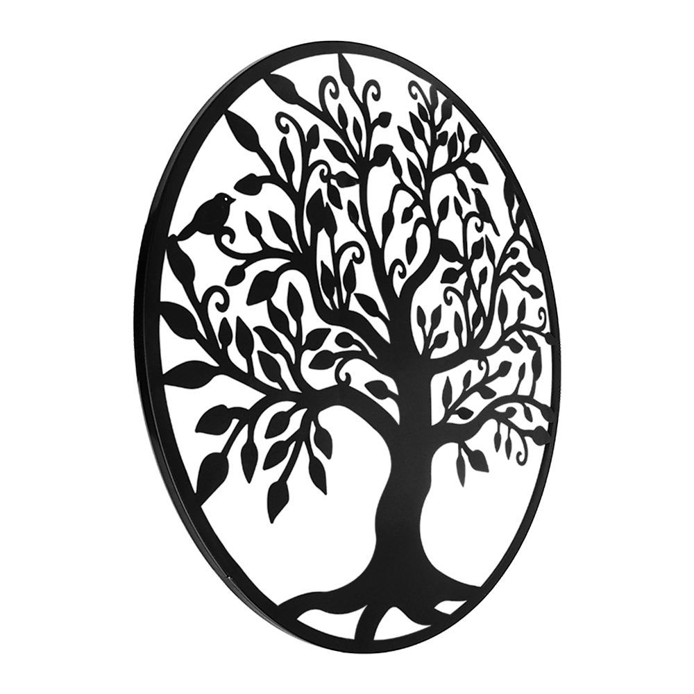 Black Tree of Life Wall Art Hanging Metal Iron Sculpture Garden 60cm Homecoze