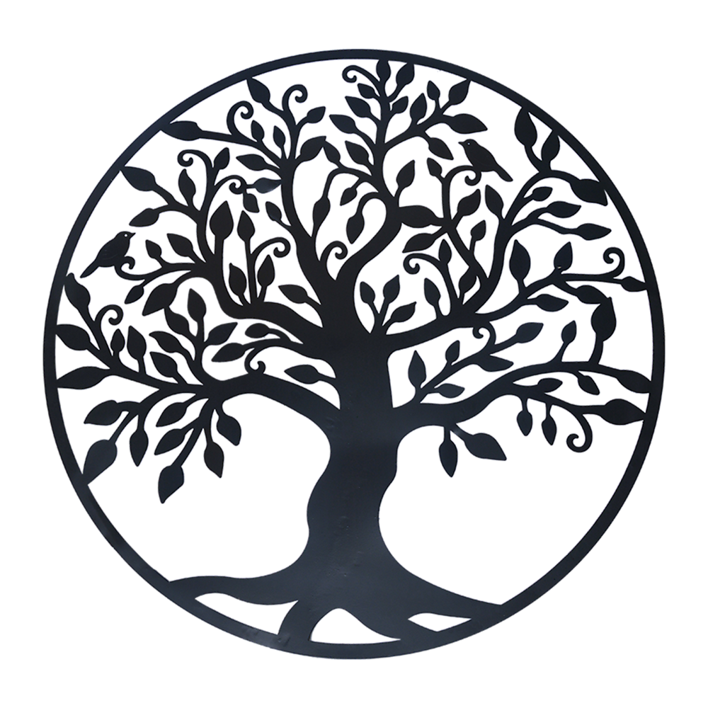 Black Tree of Life Wall Art Hanging Metal Iron Sculpture Garden 99cm Homecoze