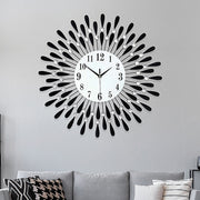 Large Modern 3D Crystal Wall Clock Luxury Art Metal Round Home Decor - Homecoze