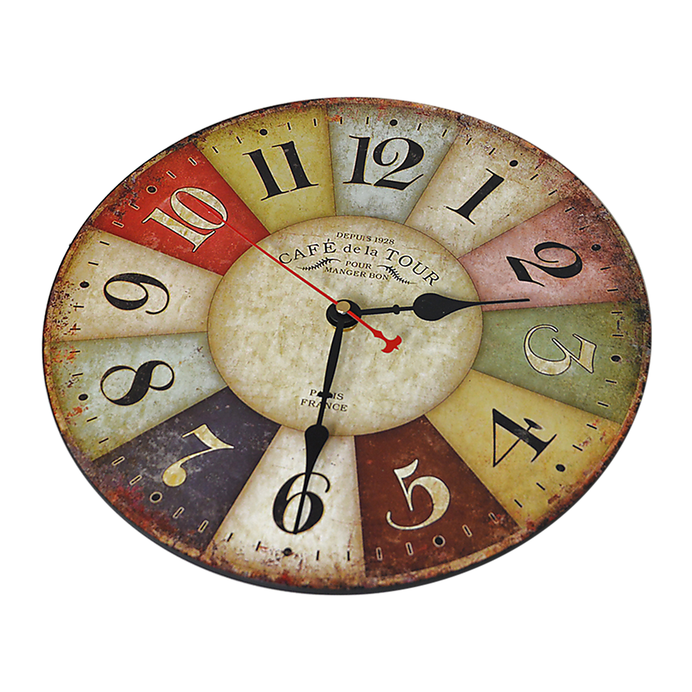 Large Colourful Wall Clock Kitchen  Office Retro Timepiece Homecoze