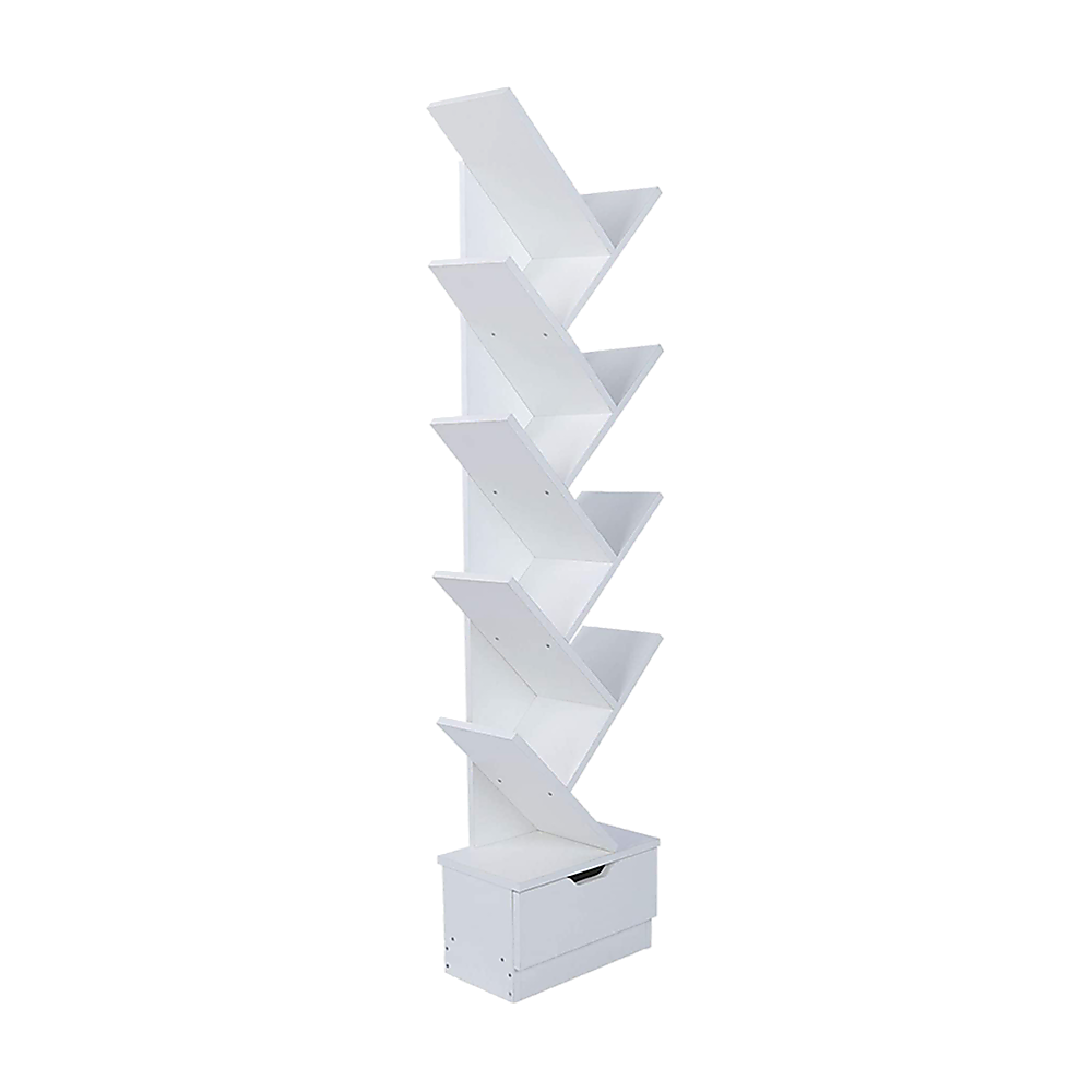 Bookshelf Unique Extra Large 9 Shelf ‘Tree’ Design - White Homecoze