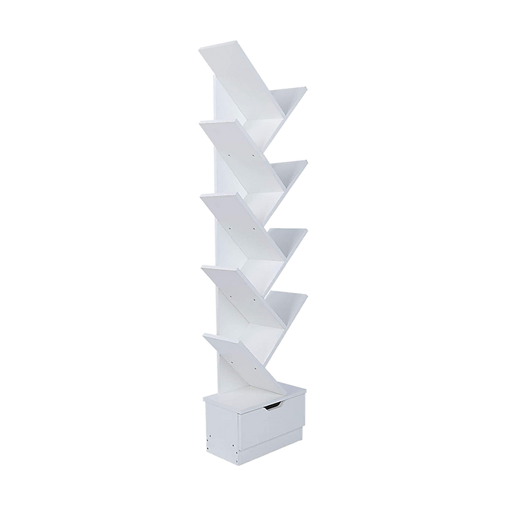 Bookshelf Unique Extra Large 9 Shelf ‘Tree’ Design - White Homecoze