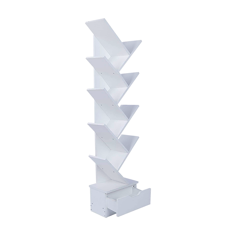 Bookshelf Unique Extra Large 9 Shelf ‘Tree’ Design - White Homecoze