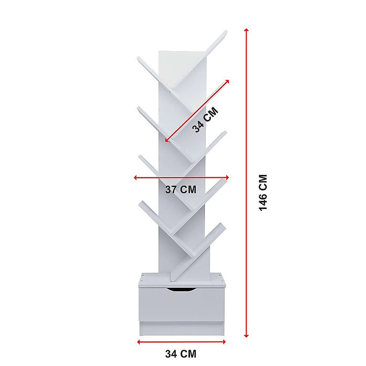 Bookshelf Unique Extra Large 9 Shelf ‘Tree’ Design - White Homecoze