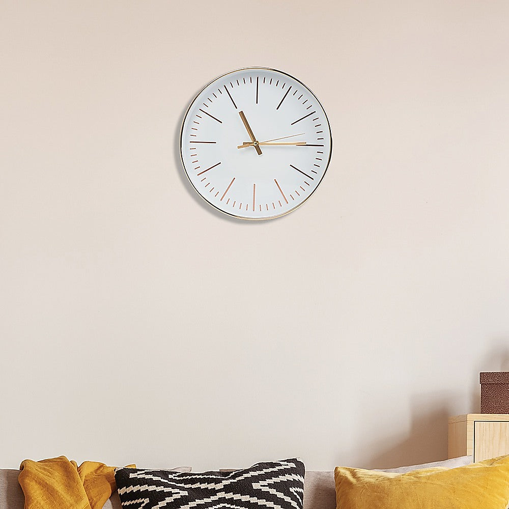 Modern Wall Clock Silent Non-Ticking Quartz Battery Operated Gold Homecoze