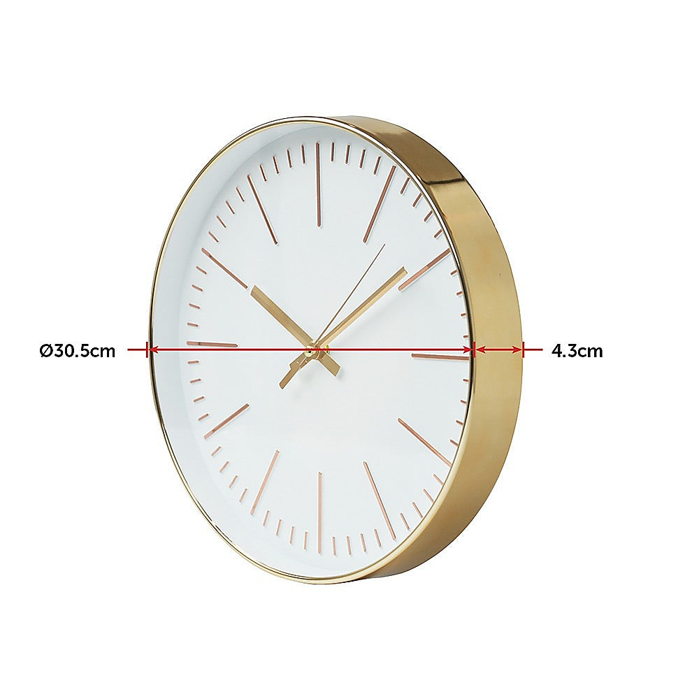 Modern Wall Clock Silent Non-Ticking Quartz Battery Operated Gold Homecoze