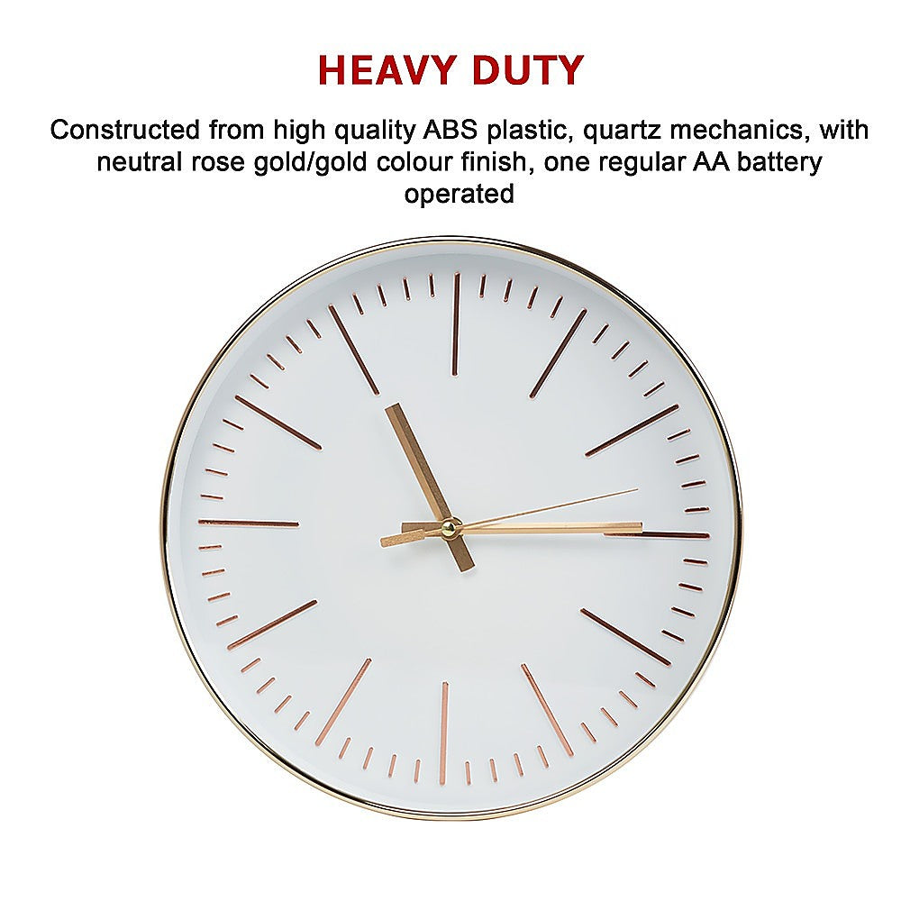 Modern Wall Clock Silent Non-Ticking Quartz Battery Operated Gold Homecoze