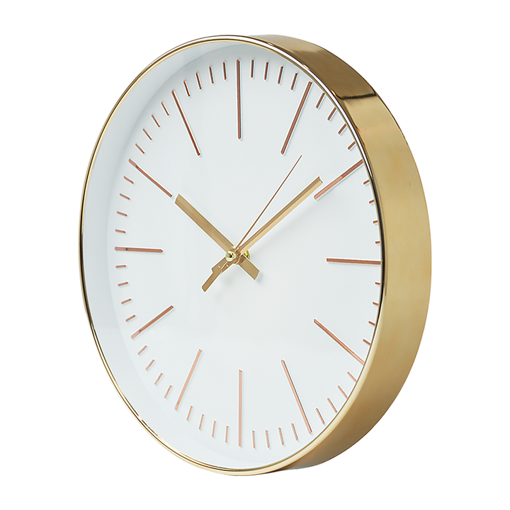 Modern Wall Clock Silent Non-Ticking Quartz Battery Operated Gold Homecoze