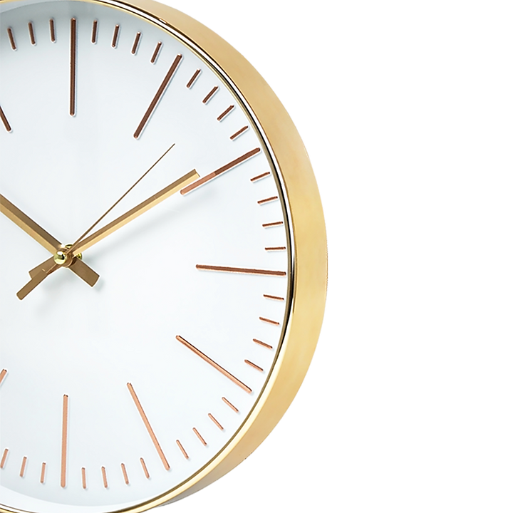 Modern Wall Clock Silent Non-Ticking Quartz Battery Operated Gold Homecoze