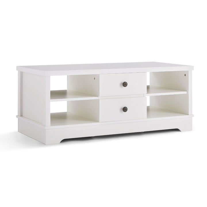 Hamptons Coastal Style Coffee Table with Drawers - White Homecoze