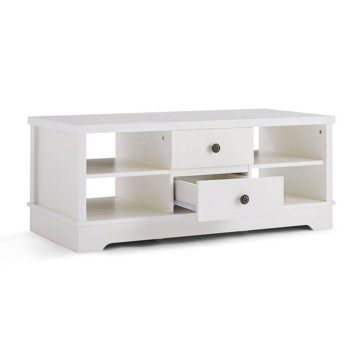 Hamptons Coastal Style Coffee Table with Drawers - White Homecoze