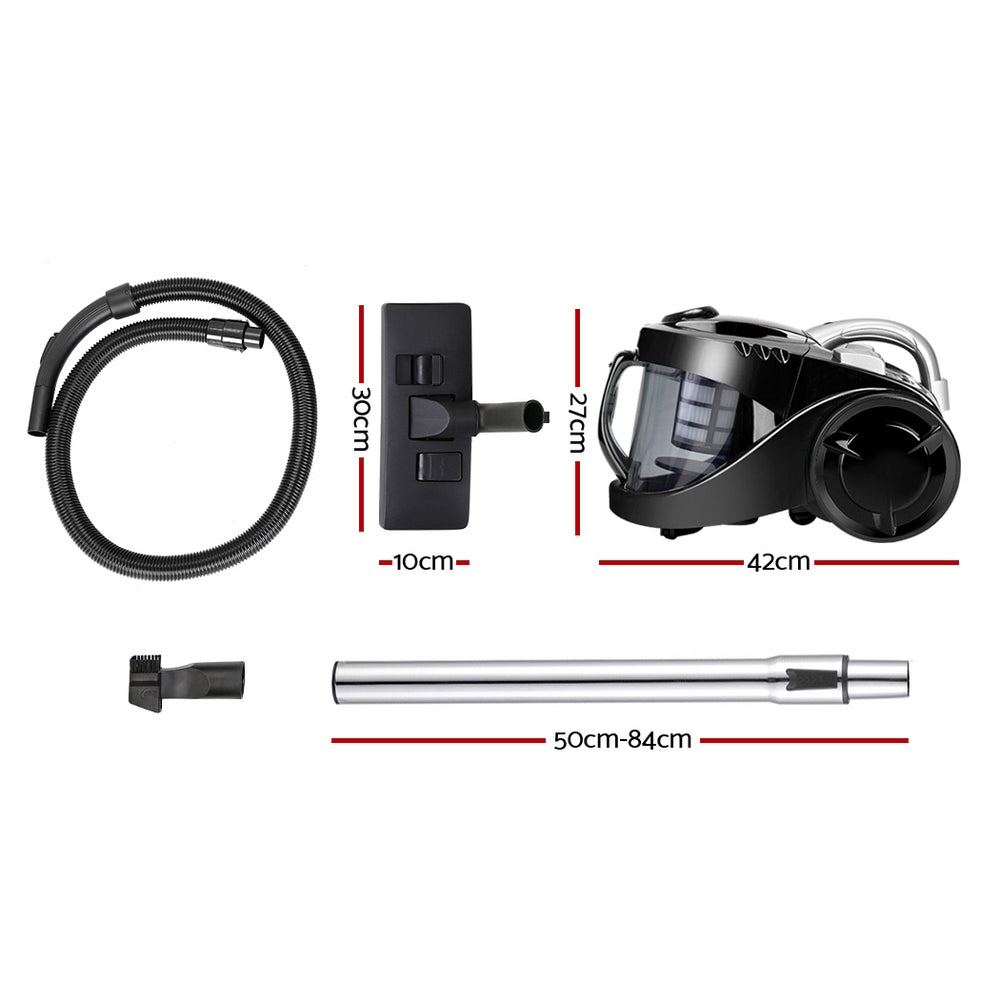 Bagless 2200W Cyclone Vacuum Cleaner with HEPA Filter - Black Homecoze
