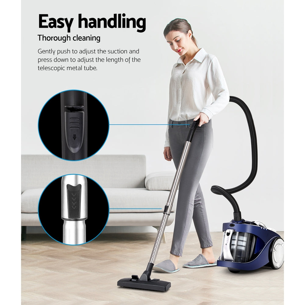 Bagless 2200W Cyclone Vacuum Cleaner with HEPA Filter - Blue Homecoze