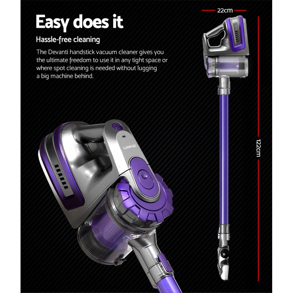 Handheld 150W Cordless 2-Speed Stick Vacuum Cleaner with HEPA Filter – Purple Homecoze