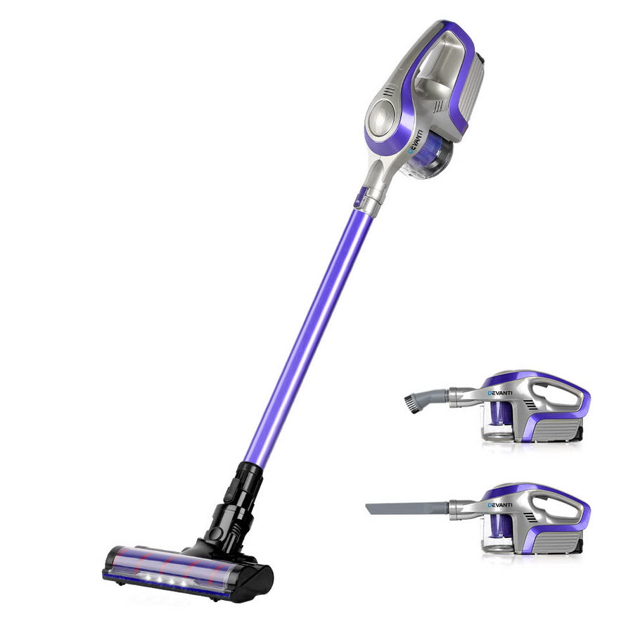Handheld 150W Cordless Stick Vacuum Cleaner with HEPA Filter & LED Lights – Purple Homecoze