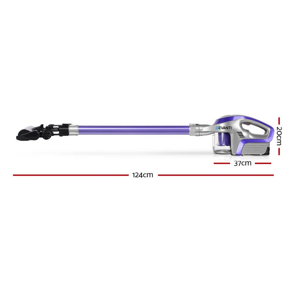 Handheld 150W Cordless Stick Vacuum Cleaner with HEPA Filter & LED Lights – Purple Homecoze