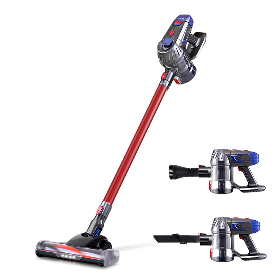 Handheld 150W Cordless 2-Speed Stick Vacuum Cleaner with HEPA Filter & LED Lights – Red Homecoze