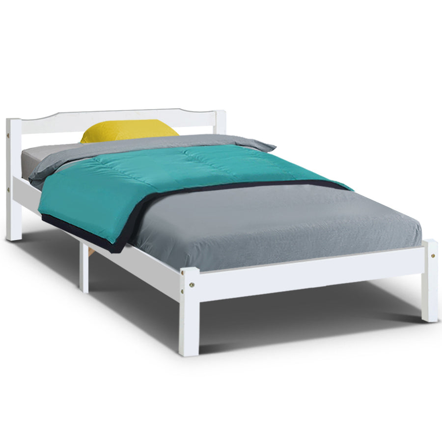 Wooden Bed Frame Mattress Base - White King Single Homecoze