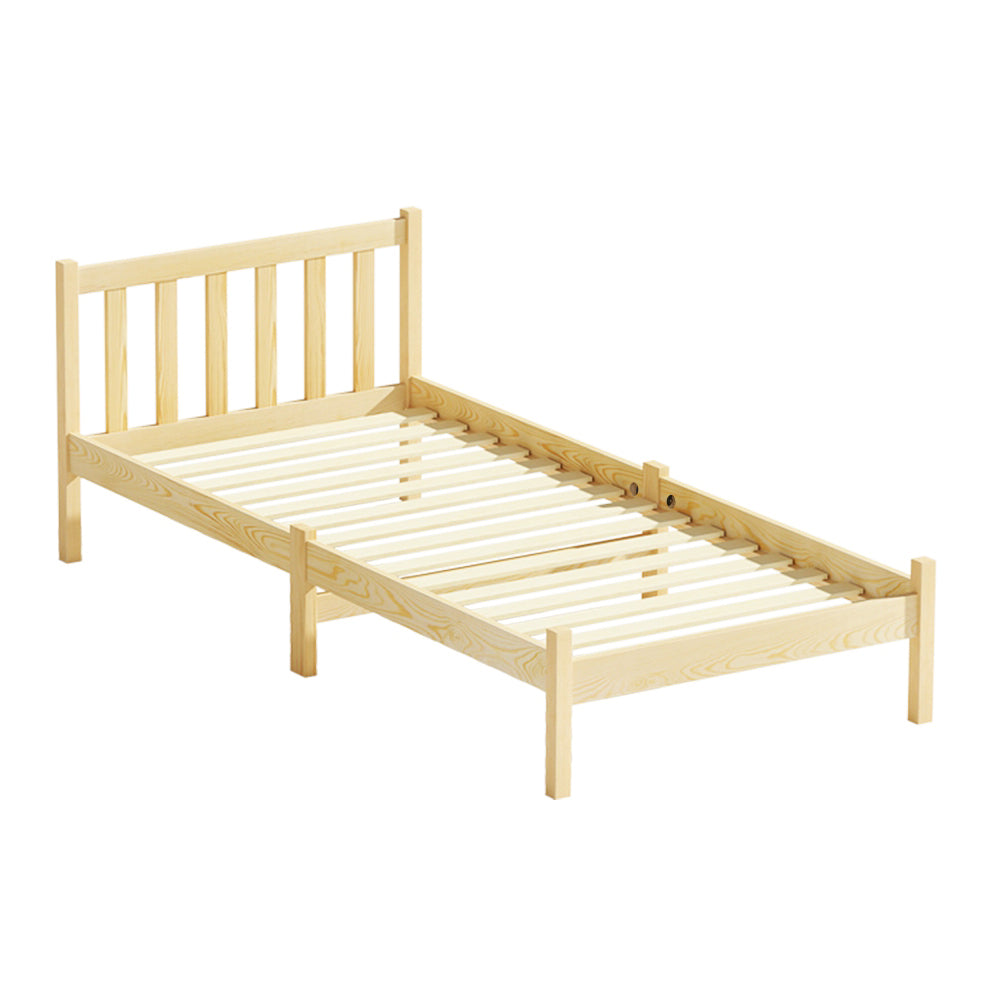 Single Size Classic Natural Pine Wood Bed Frame - Oak Homecoze