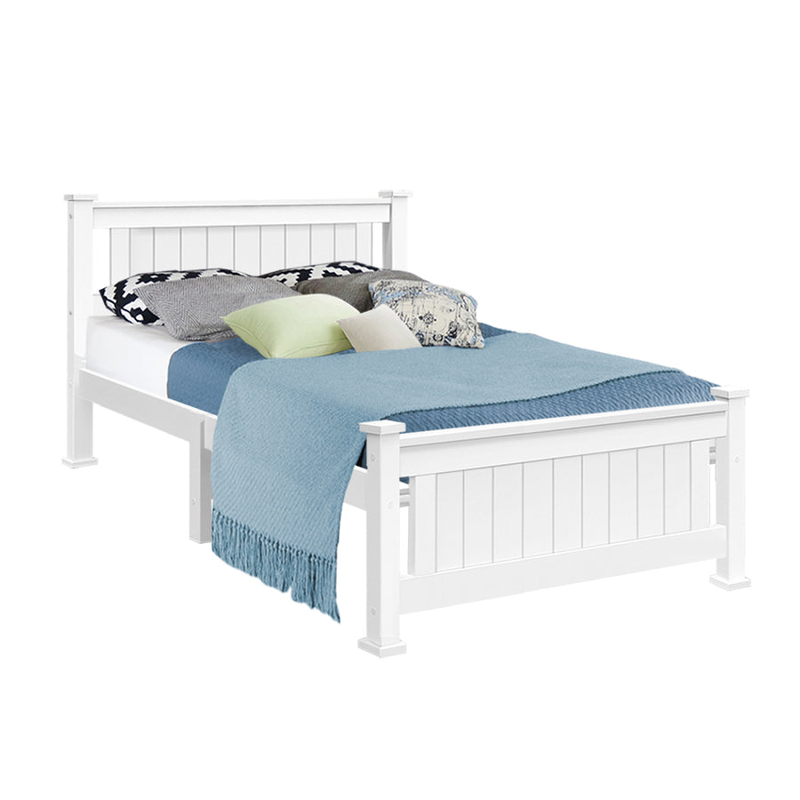 King Single Timber Bed Frame - White Homecoze