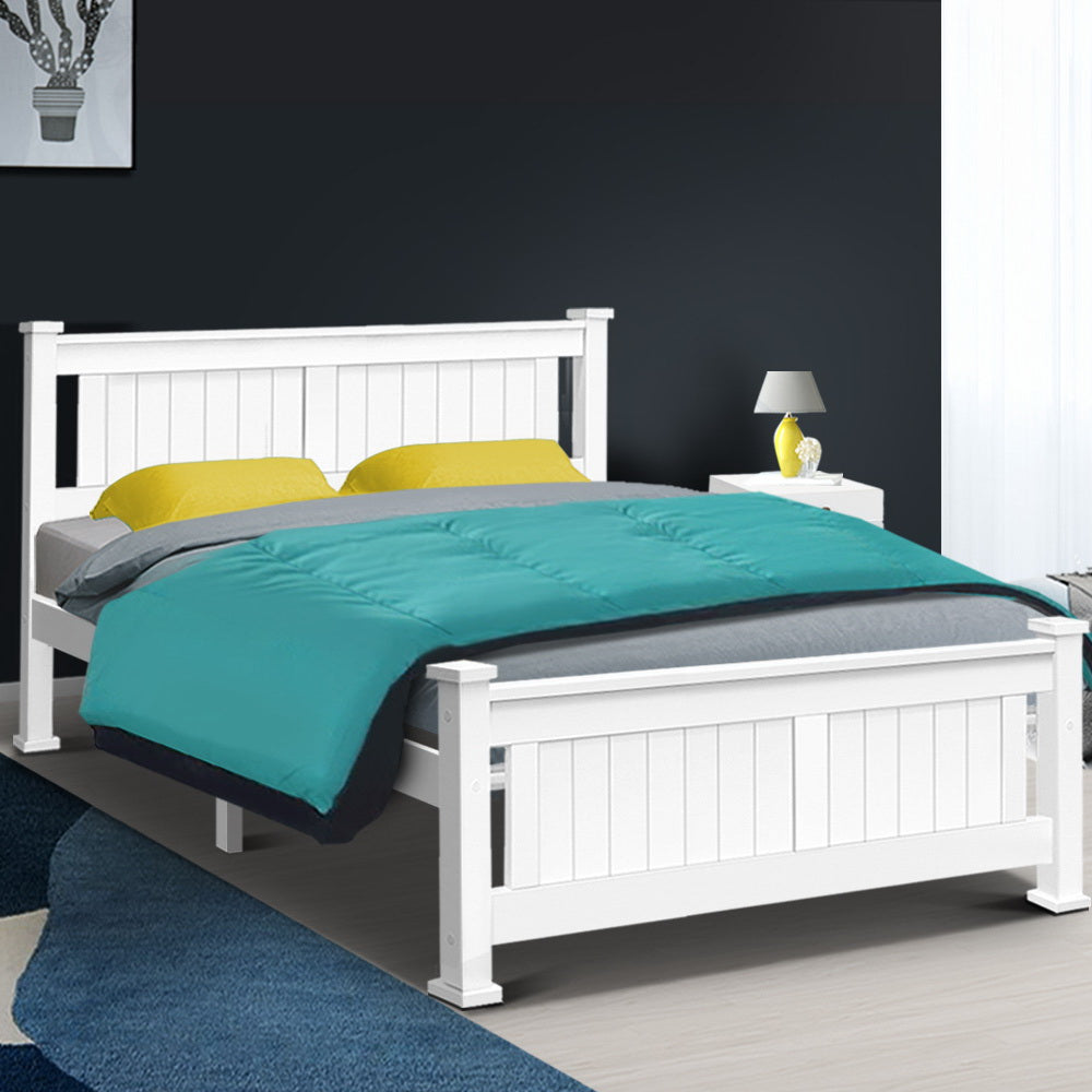 Queen Timber Bed Frame - White Homecoze
