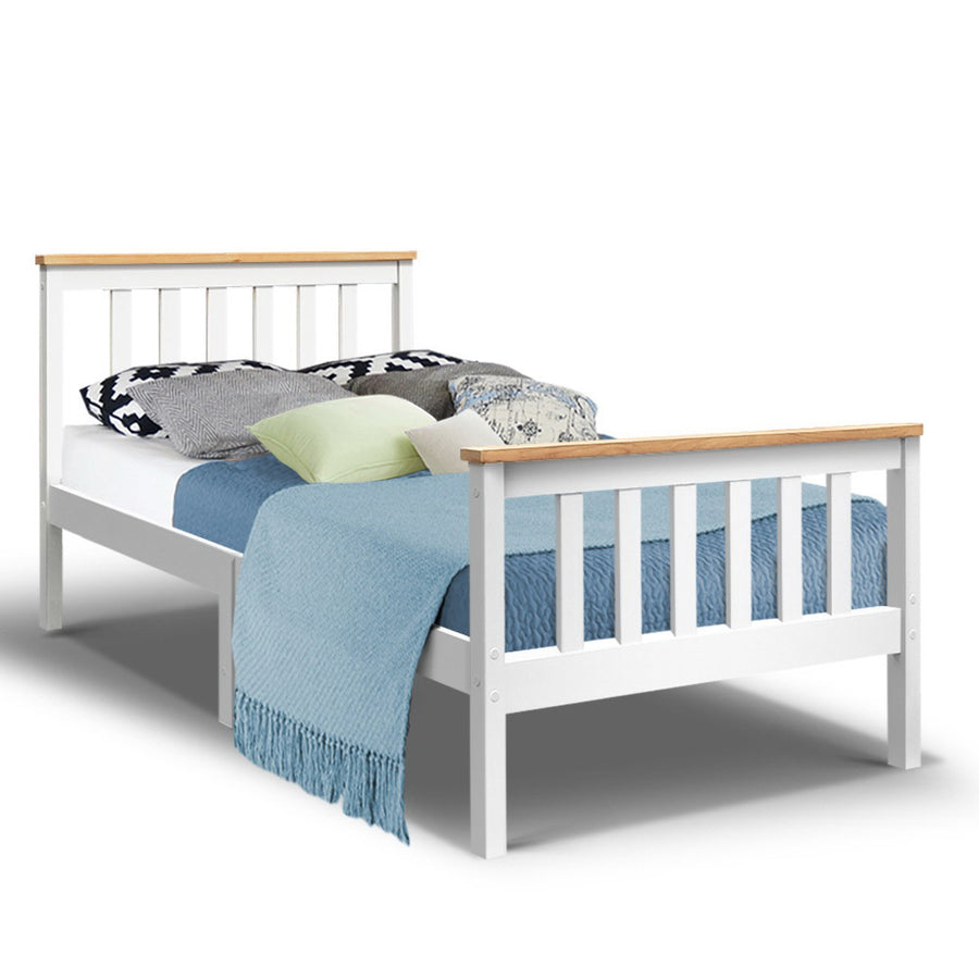 Single Classic Wooden Bed Frame - White Homecoze