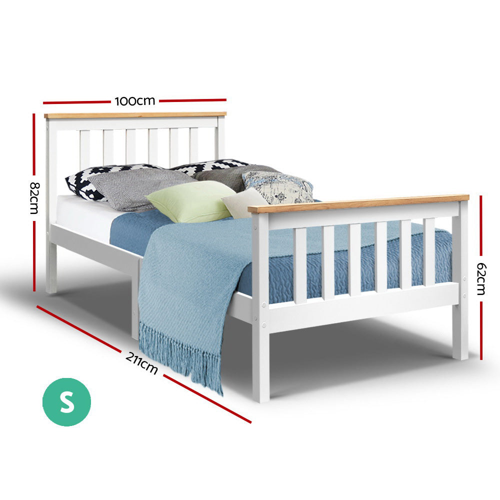 Single Classic Wooden Bed Frame - White Homecoze