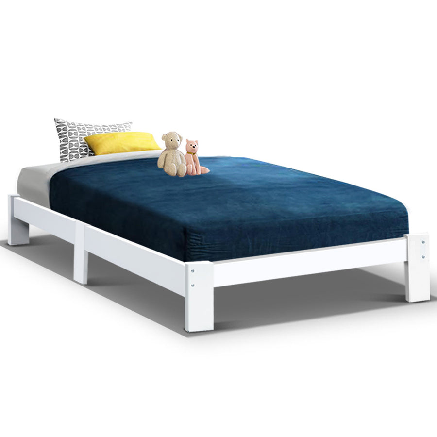 Single Ensemble Style Wooden Bed Frame - White Homecoze
